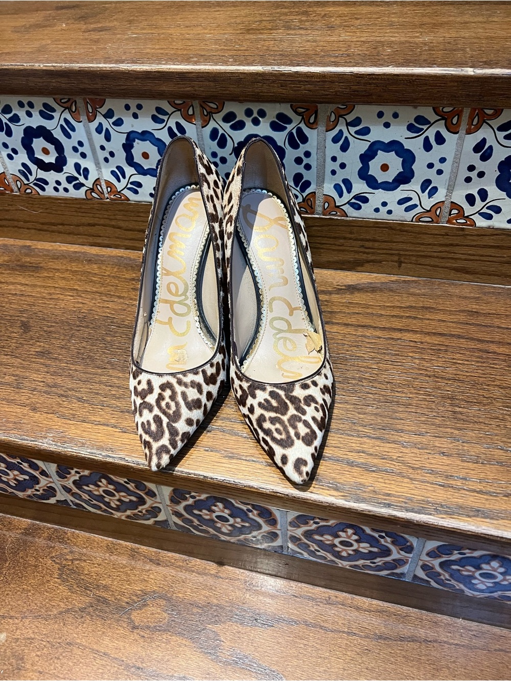 Sam Edelman Leopard-Print Pointed Toe Pumps - Brown & Cream